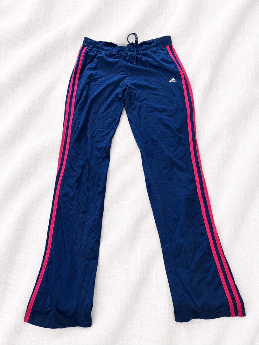 adidas Navy Track Pants with Pink Side Stripes